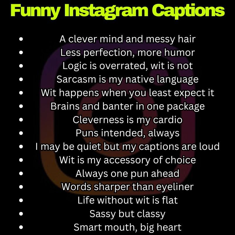 Witty IG Quotes shown with a playful selfie post.