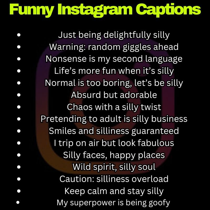 Silly Insta Words added under a quirky candid photo.