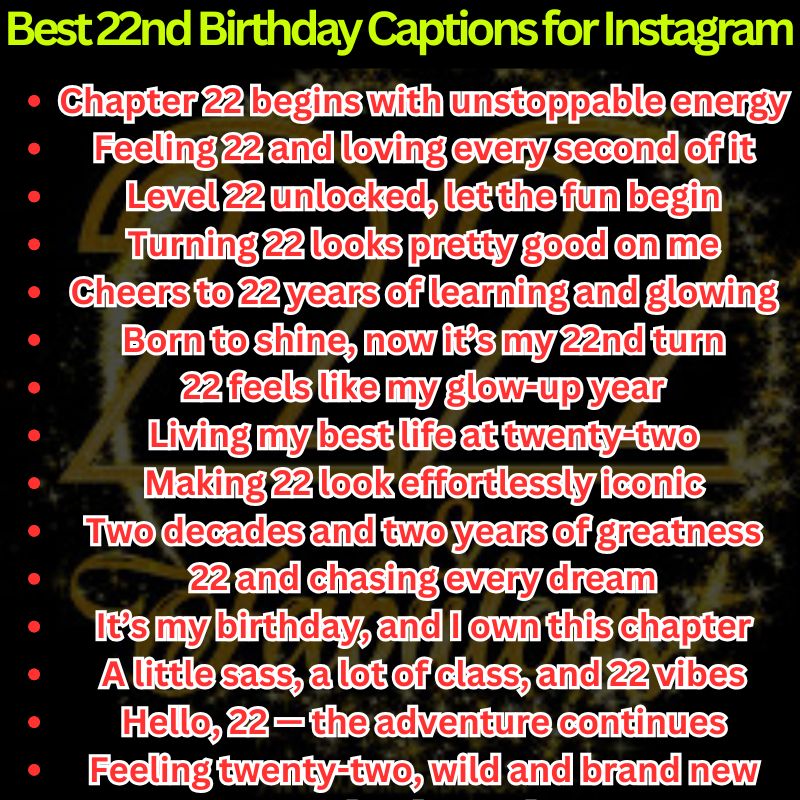 Best 22nd Birthday Captions for Instagram