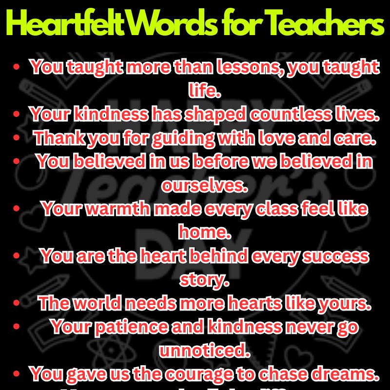 Heartfelt Words for Teachers