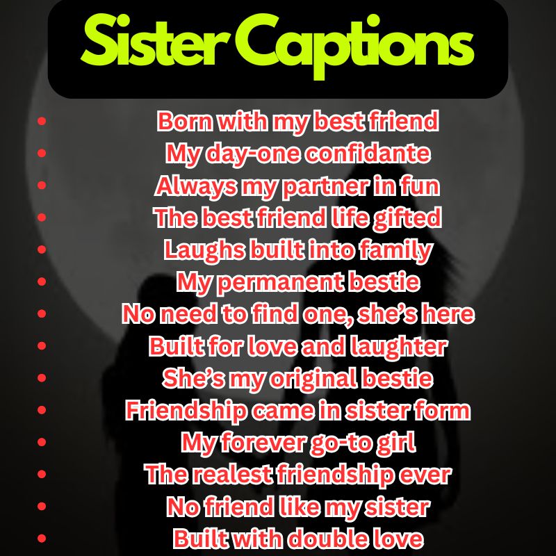 Sister Captions capturing a warm hug between two sisters outdoors.