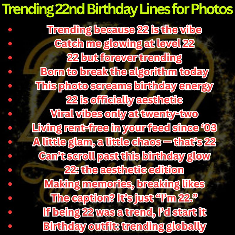 Trending 22nd Birthday Lines for Photos