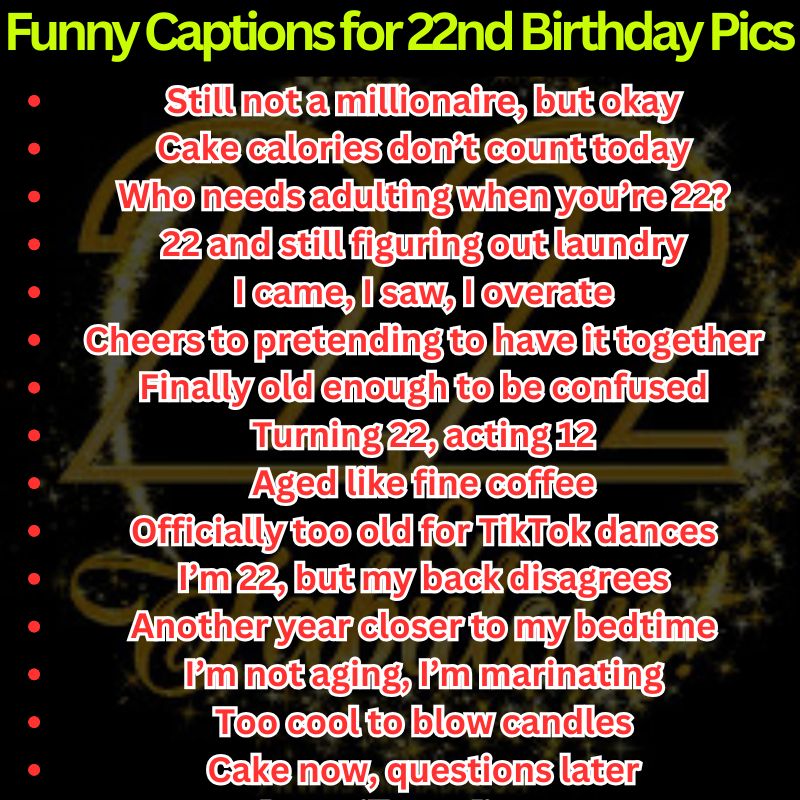 Funny Captions for 22nd Birthday Pics
