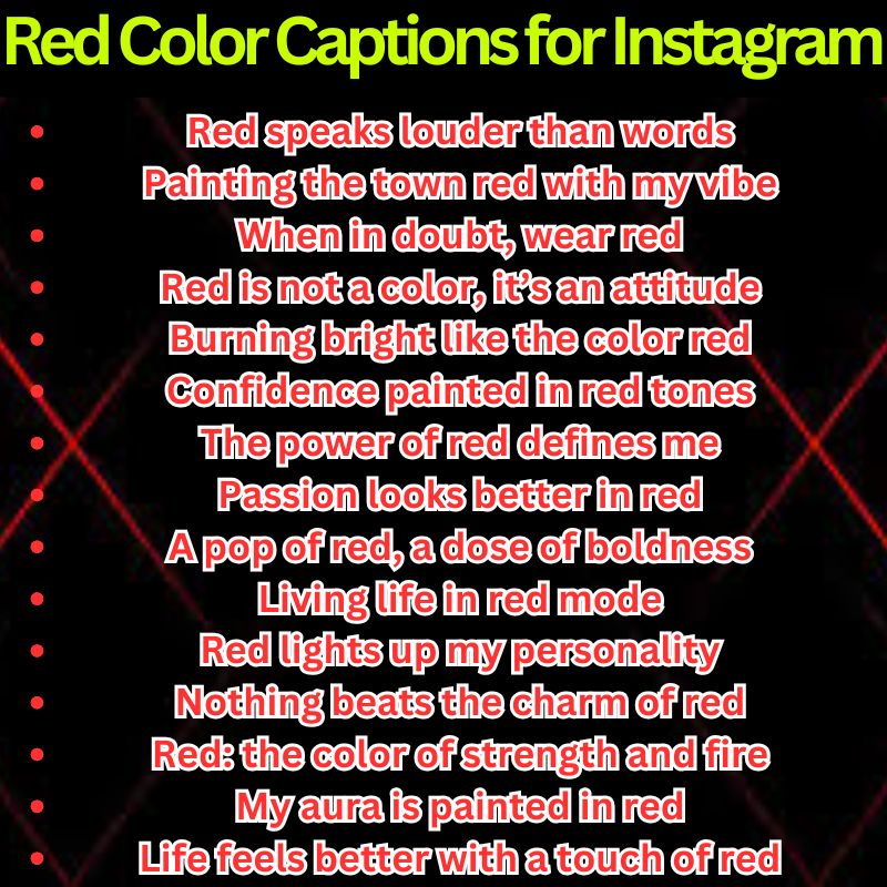 Red Color Captions for Instagram