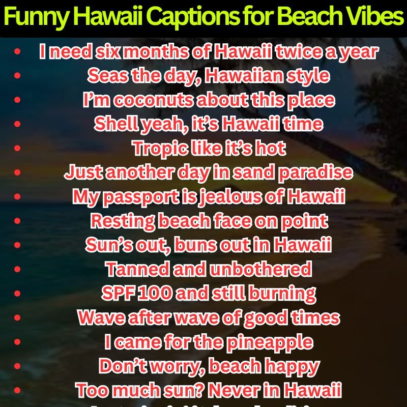 Funny Hawaii Captions for Beach Vibes