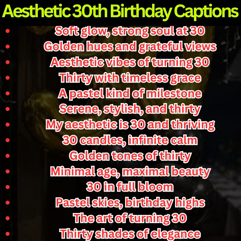 Aesthetic 30th Birthday Captions