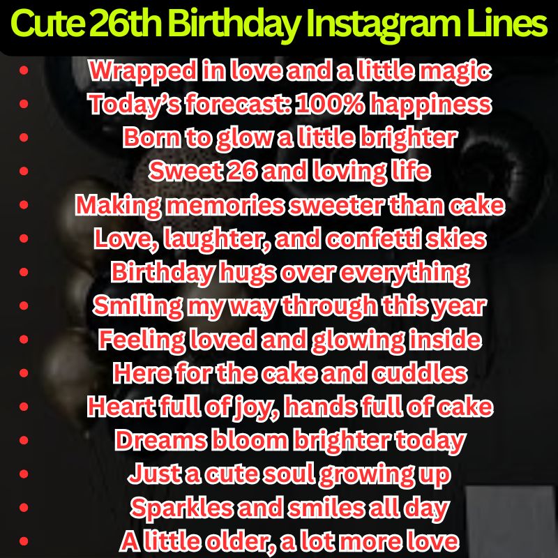 Cute 26th Birthday Instagram Lines
