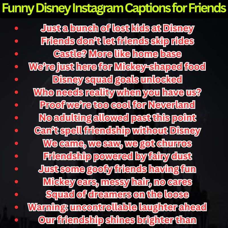 Funny Disney Instagram Captions for Friends