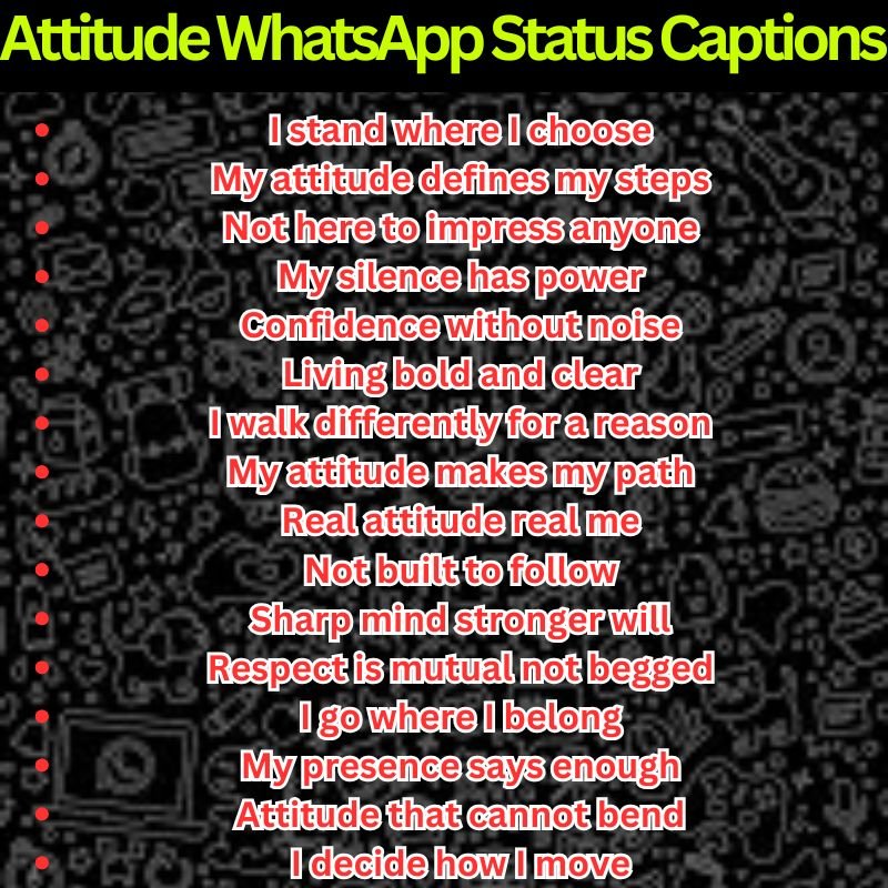 Attitude WhatsApp Status Captions