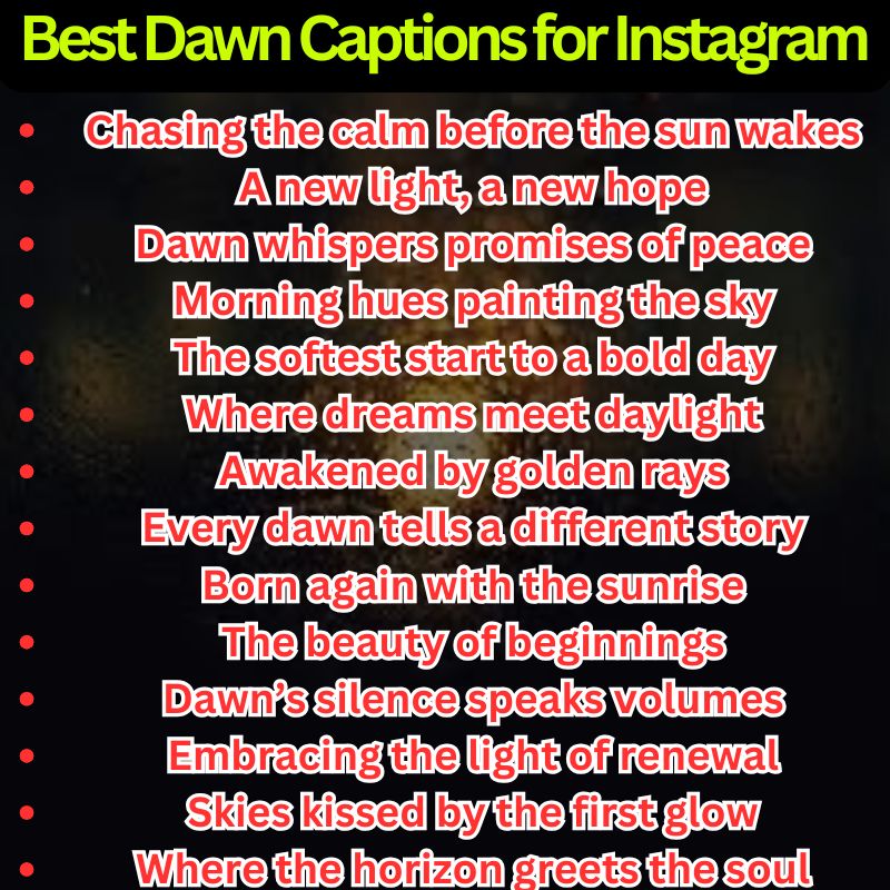 Best Dawn Captions for Instagram