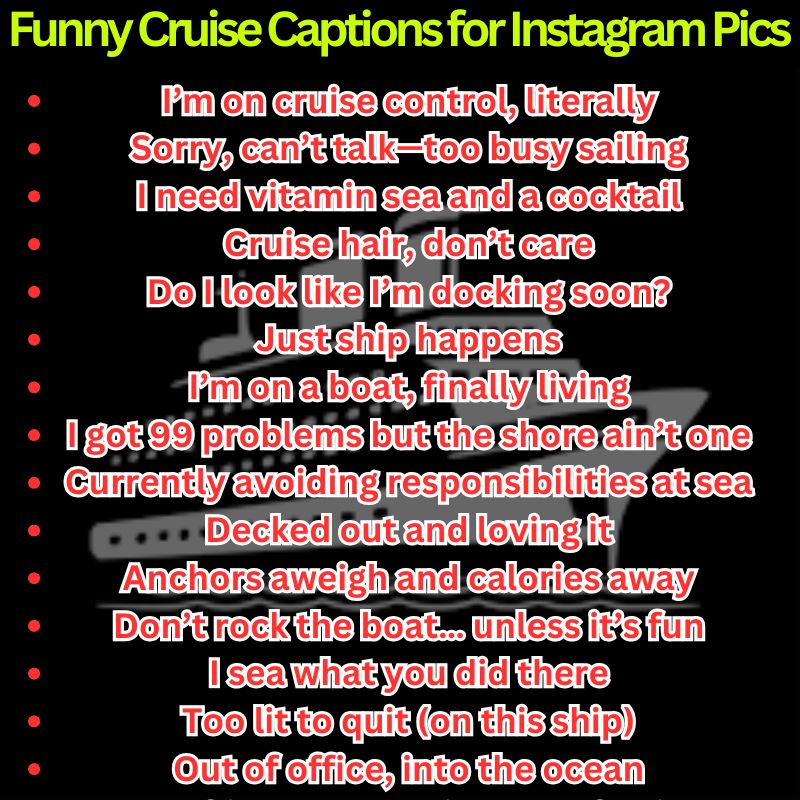 Funny Cruise Captions for Instagram Pics