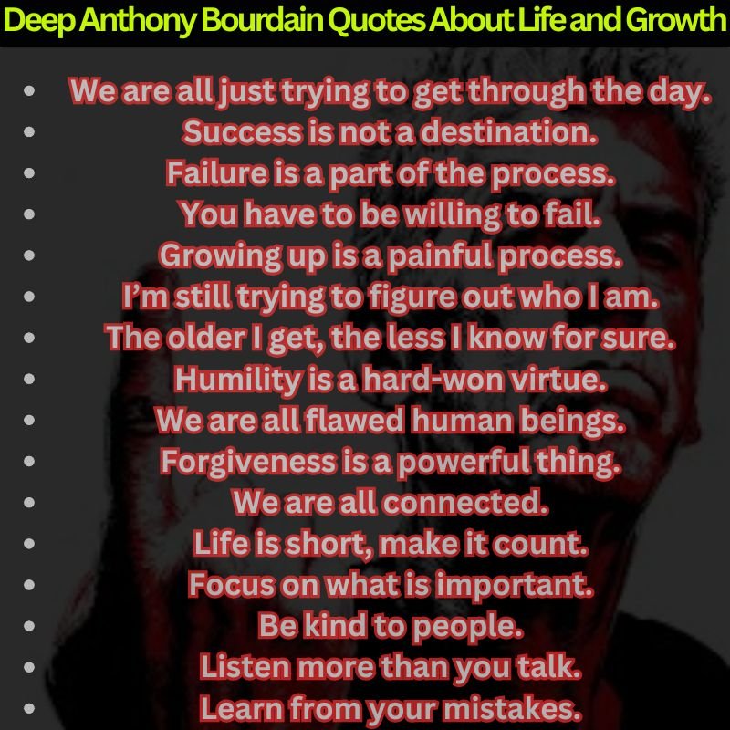 Deep Anthony Bourdain Quotes About Life and Growth