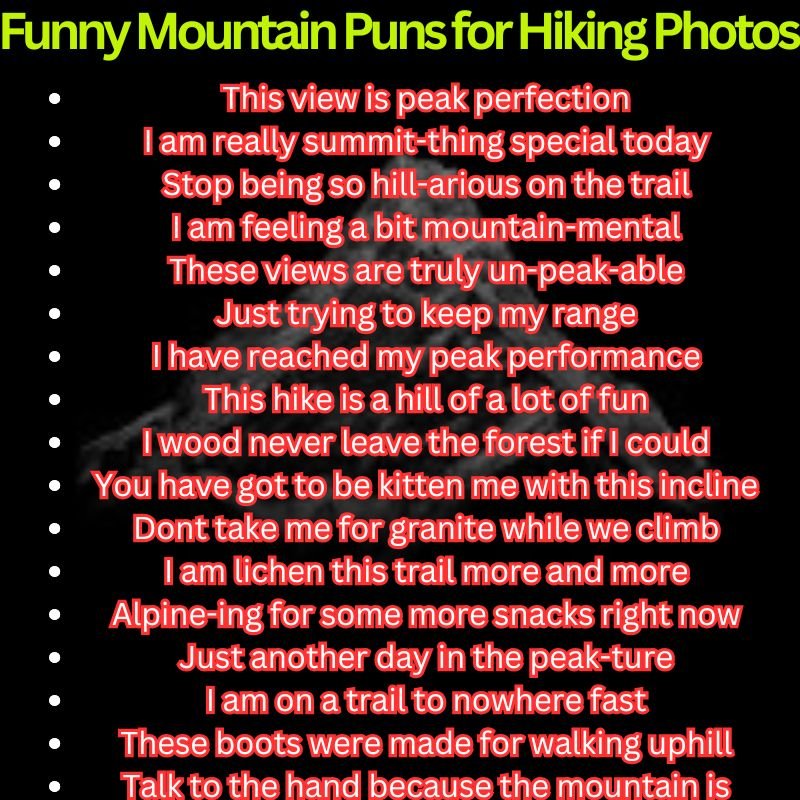 Funny Mountain Puns for Hiking Photos