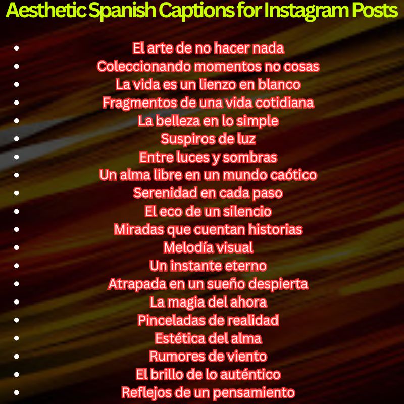 Aesthetic Spanish Captions for Instagram Posts