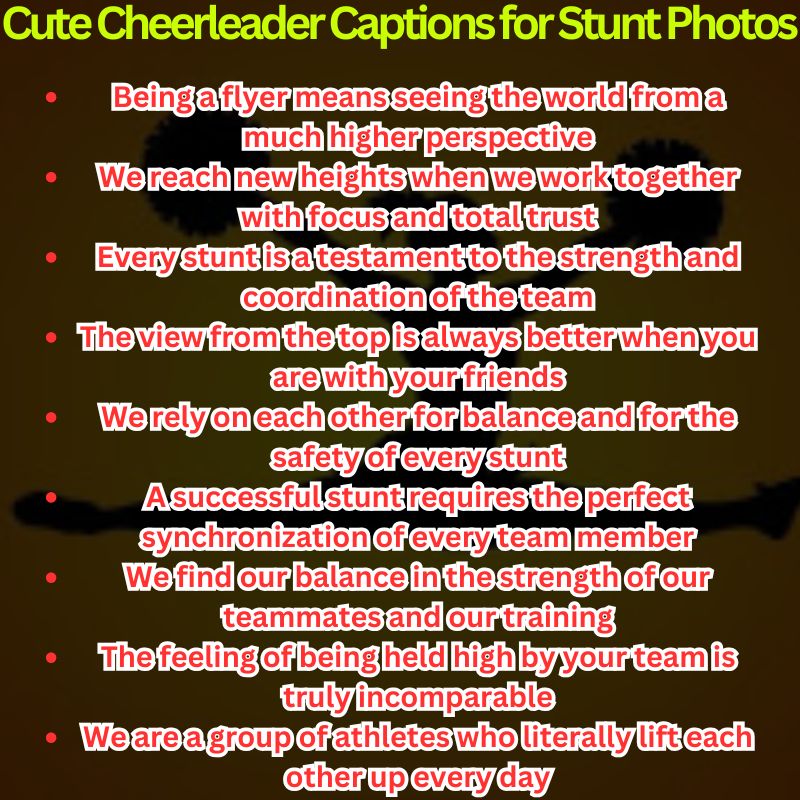 Cute Cheerleader Captions for Stunt Photos