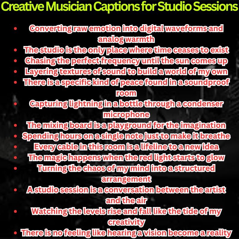 Creative Musician Captions for Studio Sessions