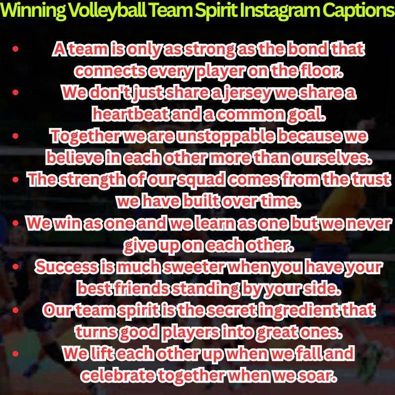 Winning Volleyball Team Spirit Instagram Captions