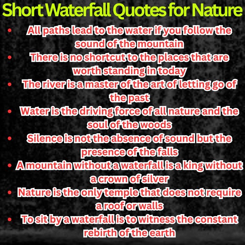 Short Waterfall Quotes for Nature