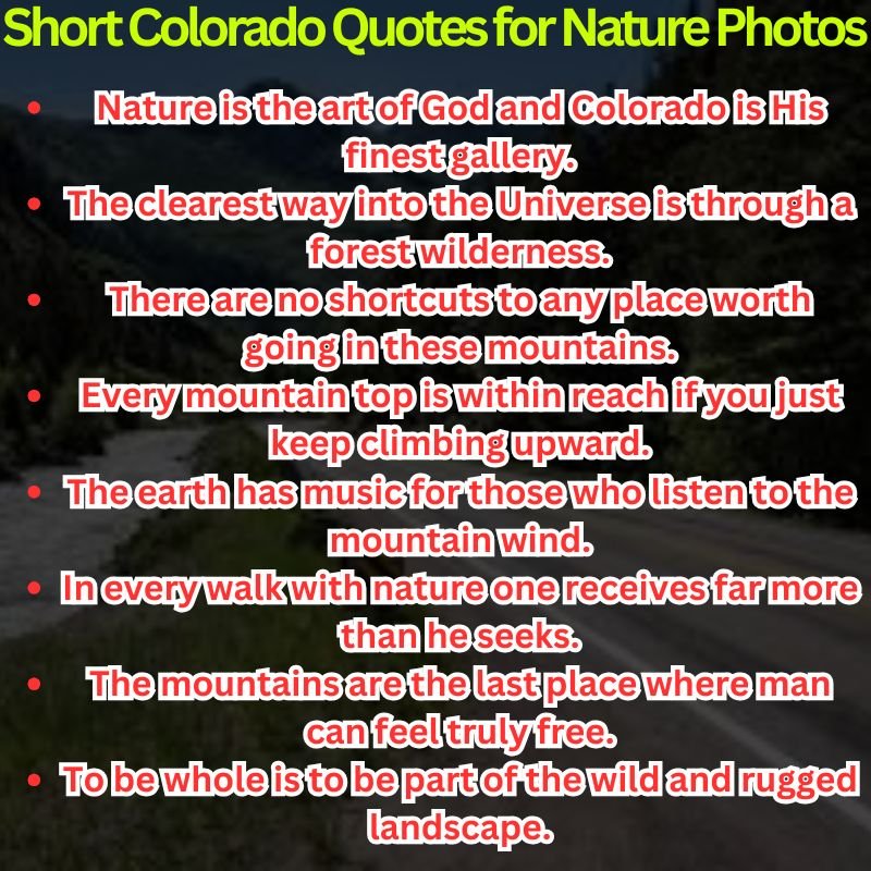 Short Colorado Quotes for Nature Photos