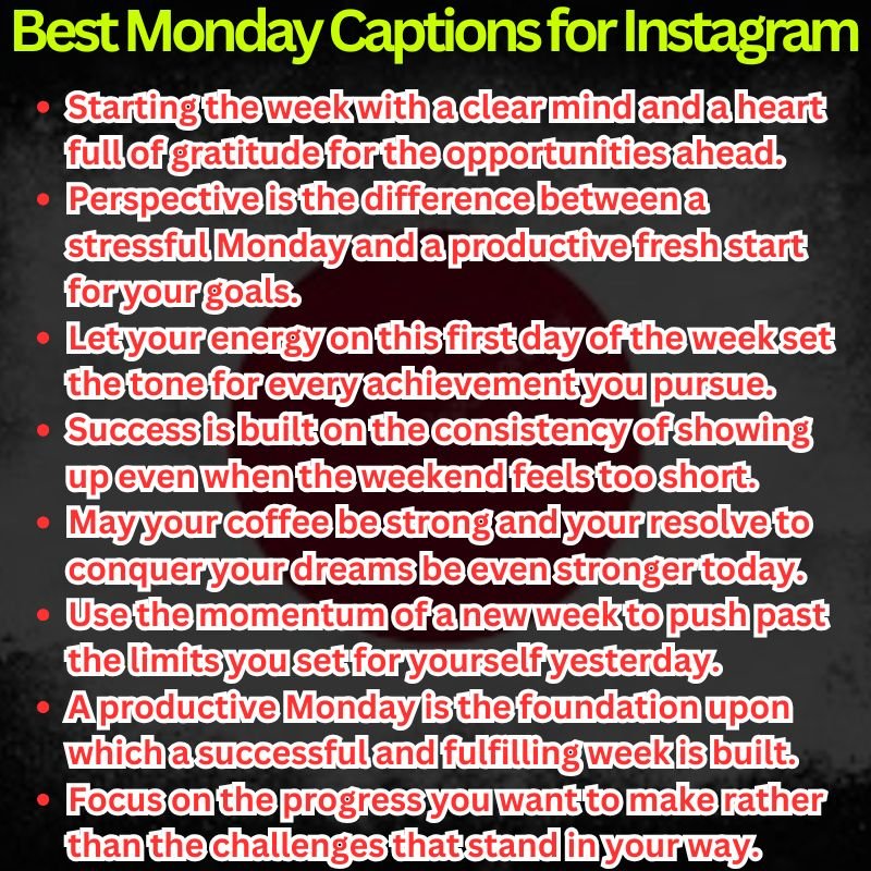 Best Monday Captions for Instagram