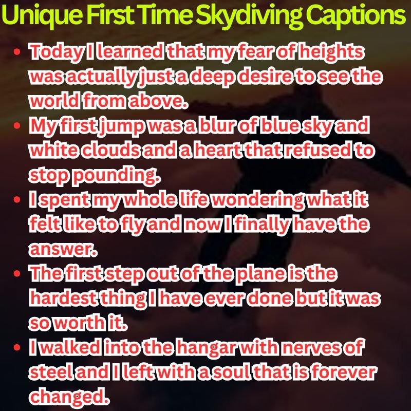 Unique First Time Skydiving Captions