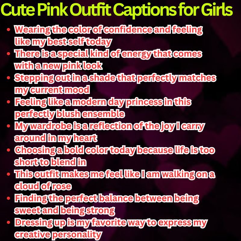 Cute Pink Outfit Captions for Girls