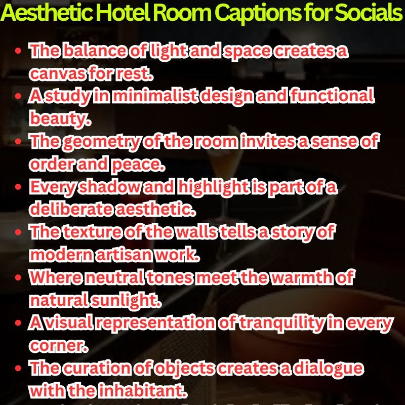 Aesthetic Hotel Room Captions for Socials