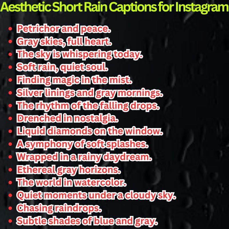 Aesthetic Short Rain Captions for Instagram