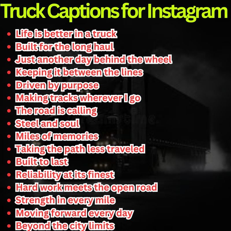 Truck Captions for Instagram