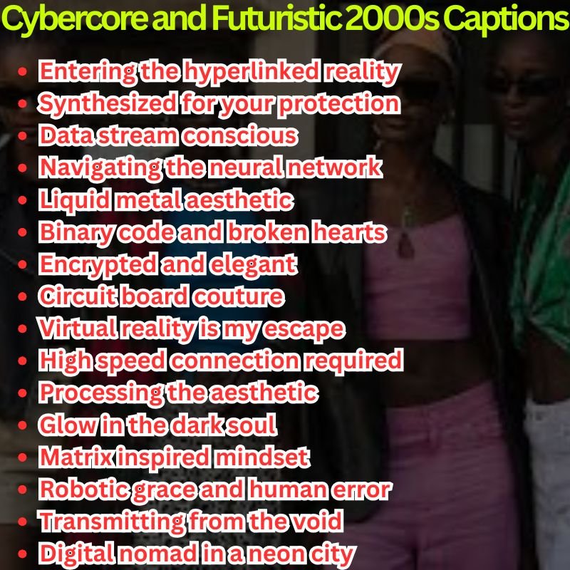 Cybercore and Futuristic 2000s Captions
