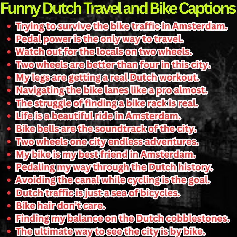 Funny Dutch Travel and Bike Captions