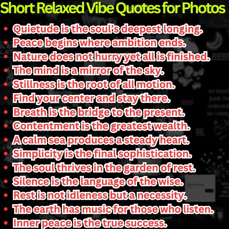 Short Relaxed Vibe Quotes for Photos